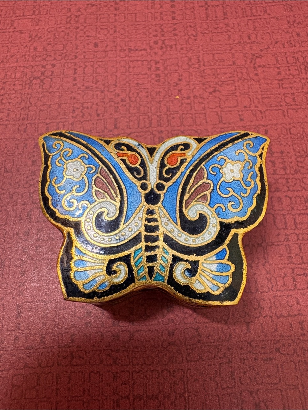 Enamel Cloisonné Butterfly Trinket Box - 1970